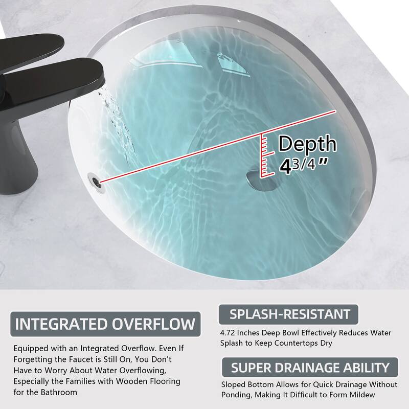 17" Oval Vitreous China Undermount Bathroom Sink With Overflow (2 Pack) - 17" Oval Undermount Bathroom Sink(2 Pack)