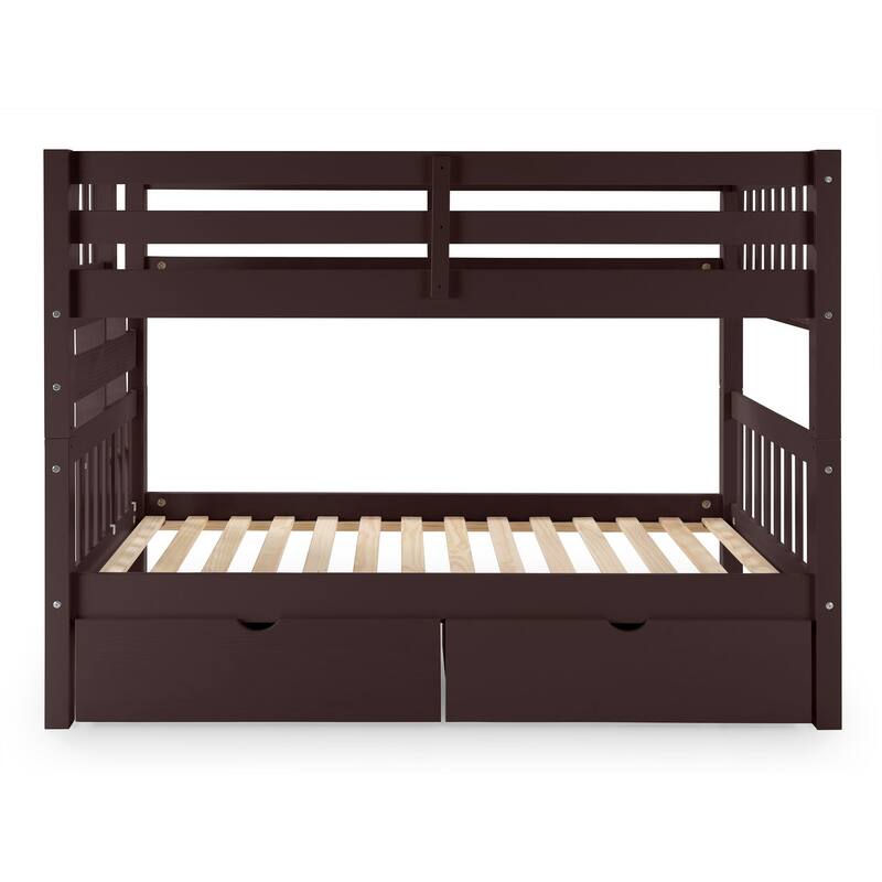 Taylor & Olive Trillium Twin over Twin Bunk Bed with Ladder, 2 Drawers