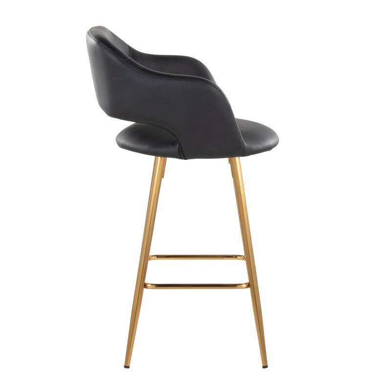 Porch & Den Vallen 26" Fixed-Height Faux Leather Counter Stool with Metal Legs & Square Footrest (Set of 2)