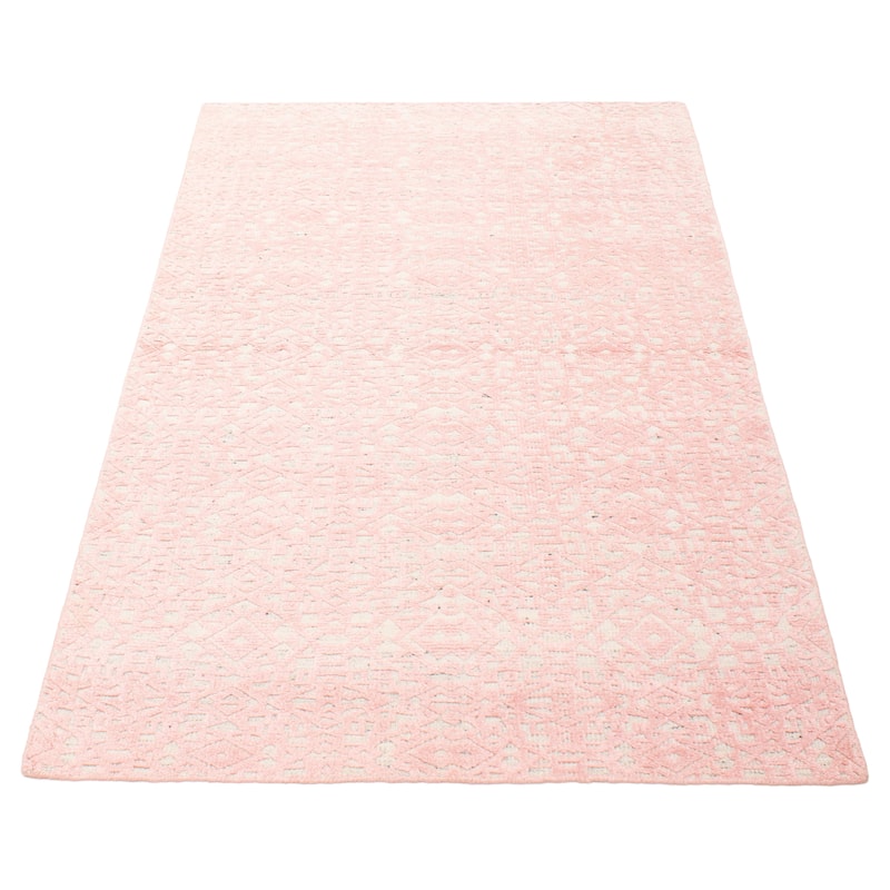 ECARPETGALLERY Hand-knotted Tangier Pink Silk, Wool Rug - 4'11 x 8'1
