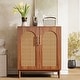 preview thumbnail 7 of 19, Set of 2 Rattan Sideboard, 59 Inch Buffet Cabinet with Doors, Accent Cabinet