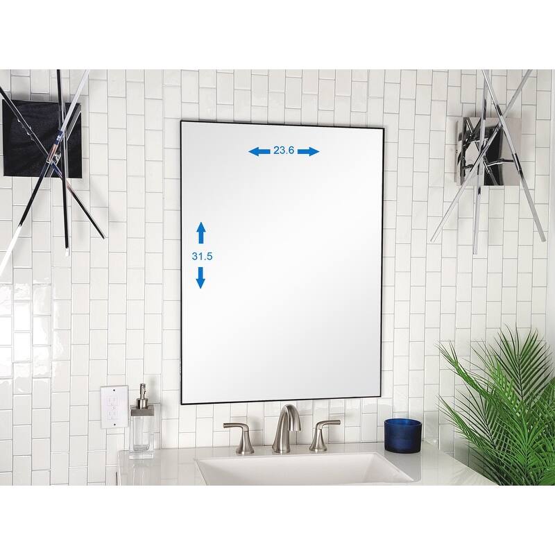 Vanta Thin Profile Metal Framed Wall Mounted Vanity Bathroom Mirror with Dual Mounting Brackets