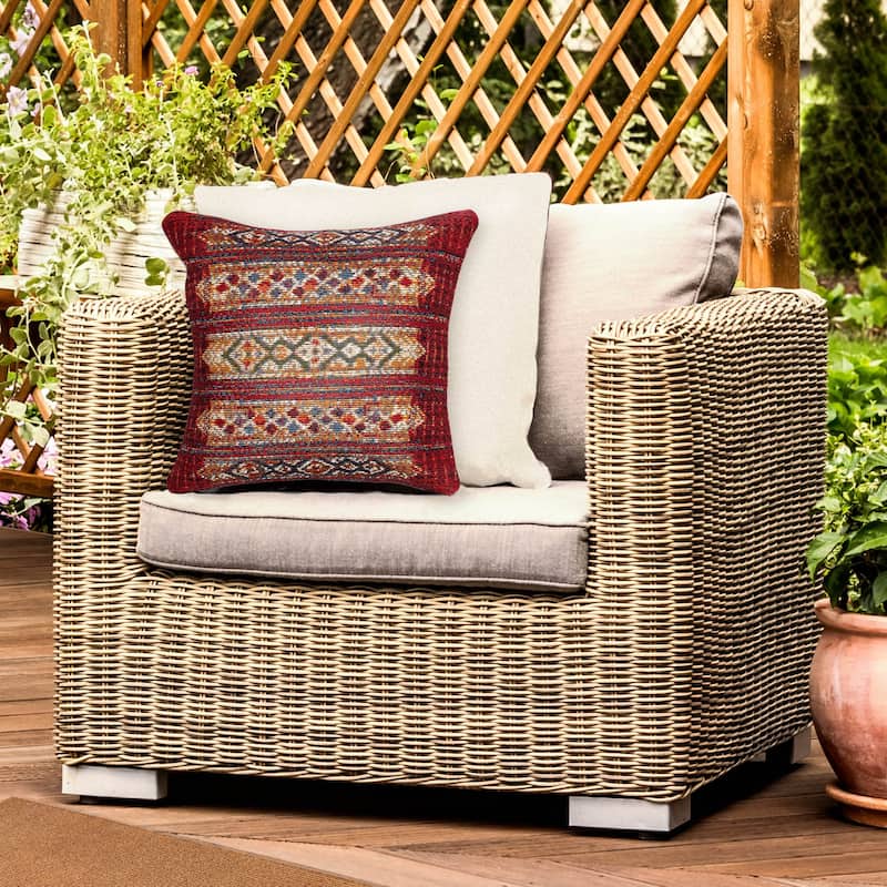 Liora Manne Marina Tribal Stripe Indoor/Outdoor Pillow Red