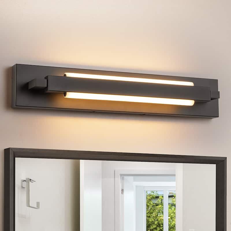 1-Light Modern Linear Chrome/Black Adjustable Integrated LED Bathroom Vanity Light - 4.3 in. W x 23.6 in. H x 4.5 in. D