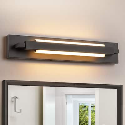 1-Light Modern Linear Chrome/Black Adjustable Integrated LED Bathroom Vanity Light - 4.3 in. W x 23.6 in. H x 4.5 in. D