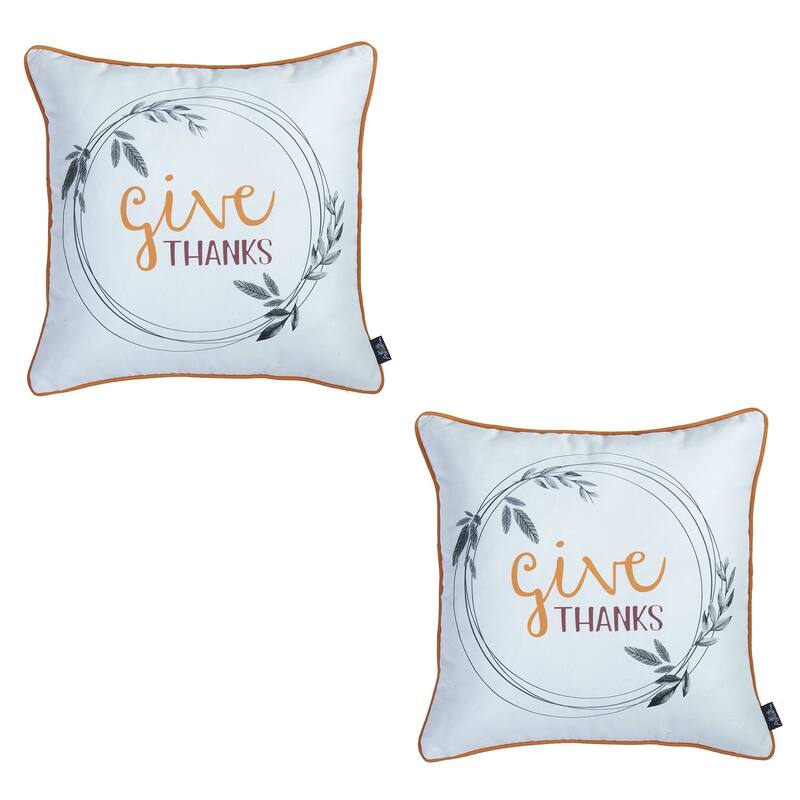 Fall Thanksgiving Decorative Throw Pillow Quote Square Set of 2