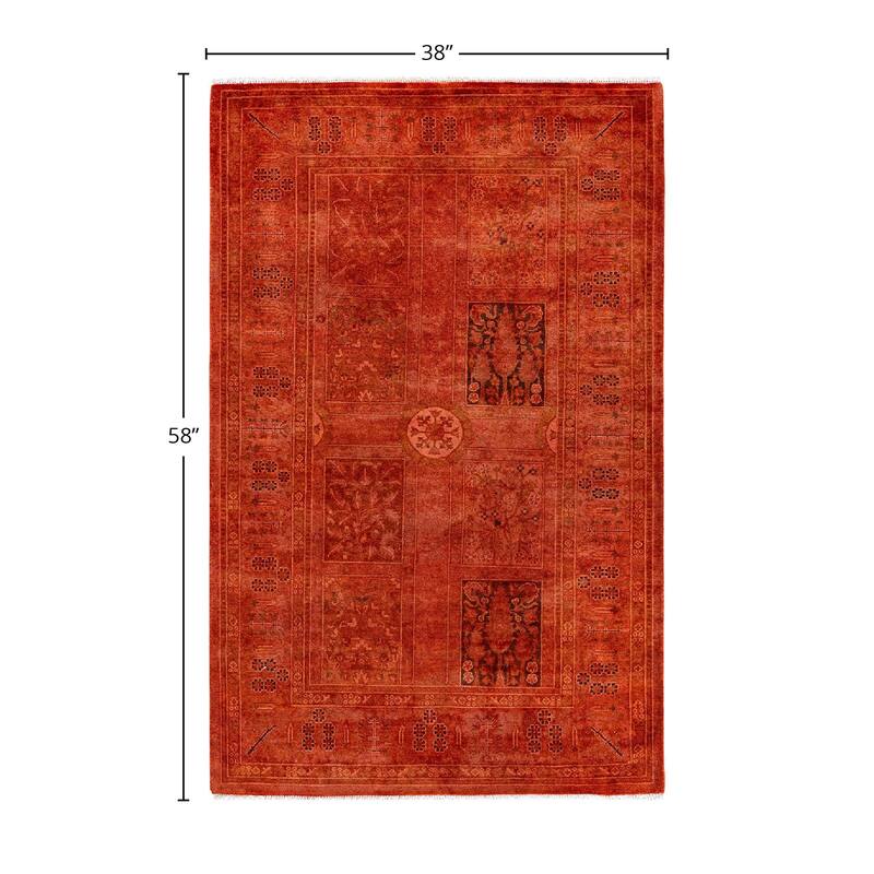 Contemporary Overdyed Wool Hand Knotted Area Rug - 3' 2" x 4' 10"