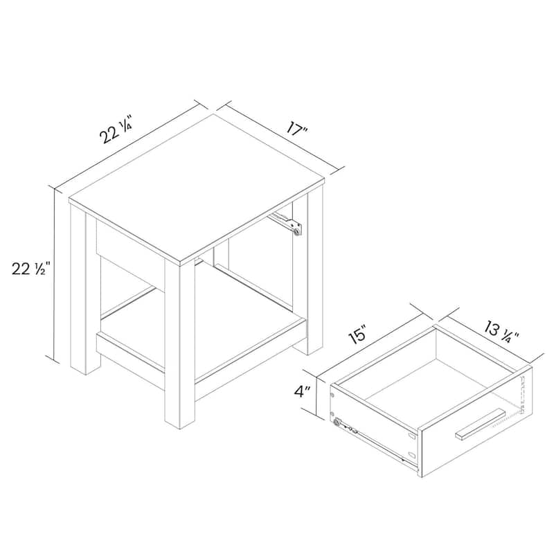 Grain Wood Furniture Loft Solid Wood 1-drawer Nightstand