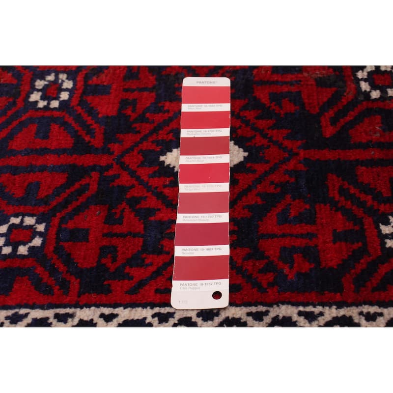 ECARPETGALLERY Hand-knotted Baluch Red Wool Rug - 3'10 x 7'3