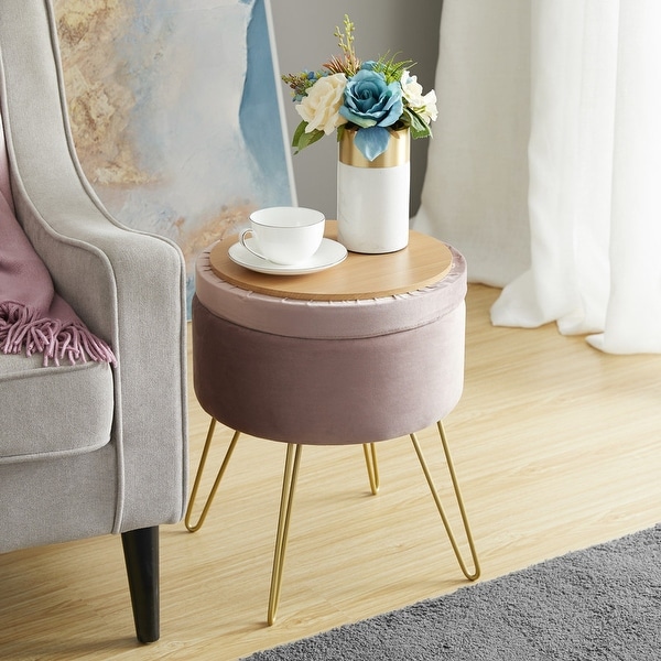 Round ottoman store with tray top