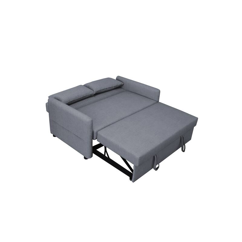gray cloth grain leather leisure two-seat sofa