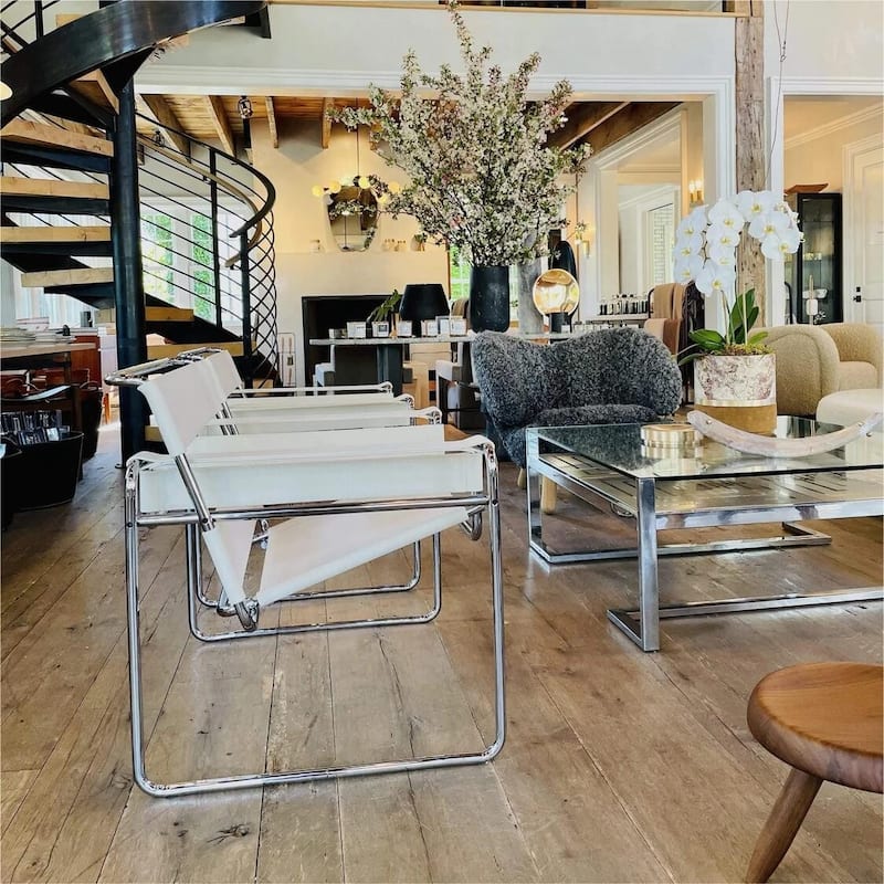 Momei Mid-Century Modern Saddle Leather Accent Chair with Stainless Steel Chair Leg
