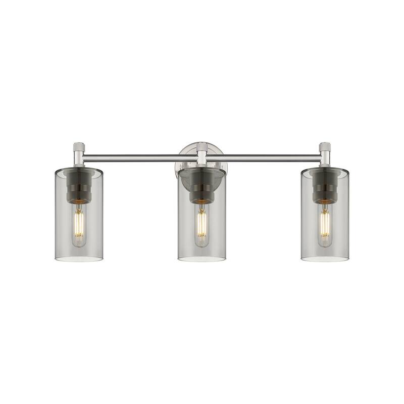 Innovations Lighting 434-3W-11-24 Crown Point Vanity Crown Point 3 - Satin Nickel / Plated Smoke
