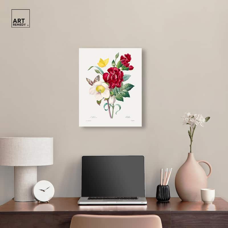 Winter Rose and Carnation Canvas by Art Remedy, Gallery Wrapped