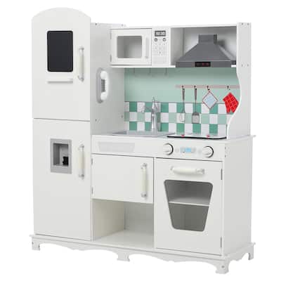 Kids Kitchen Playset with Cooking Stove Oven Sink Microwave Blackboard