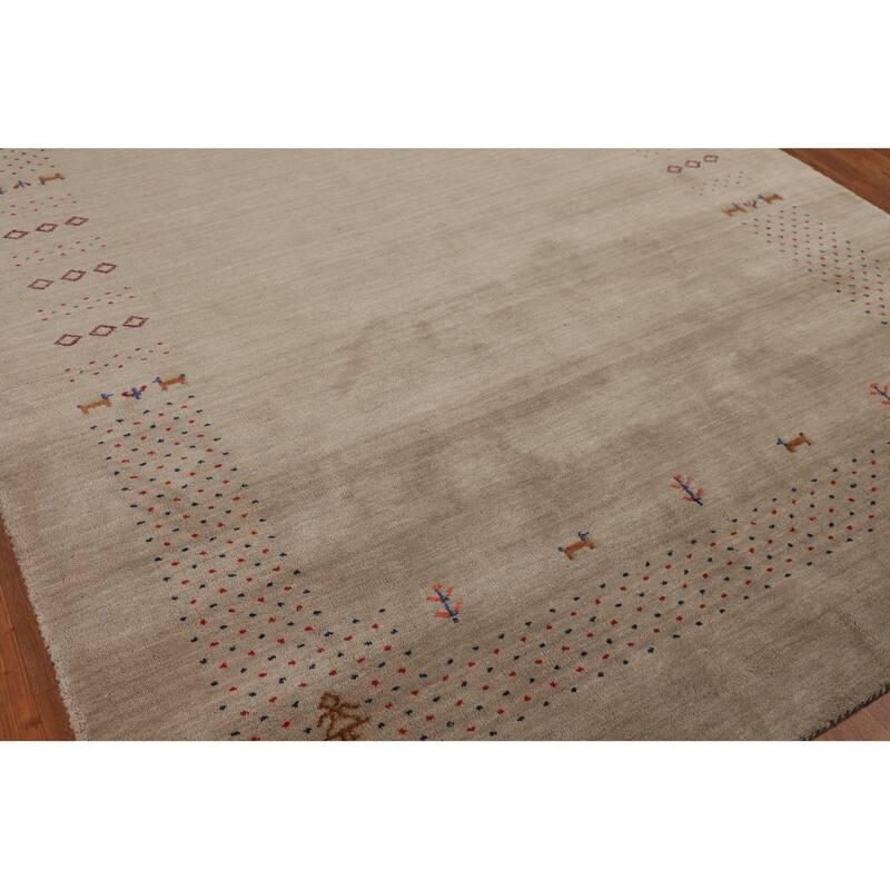 Little Animals Gabbeh Indian Area Rug Handmade Wool Carpet - 6'7"x 9'8"