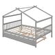 preview thumbnail 13 of 34, Full Size Wooden House Bed with Twin Size Trundle Bed Frame for Kids, Teens, Girls, Boys No Box Spring Needed, Easy Assembly
