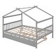 preview thumbnail 4 of 9, Full Size Wooden House-Shaped Bed with Twin Trundle ,Classic Design with Whimsical Sky Roof
