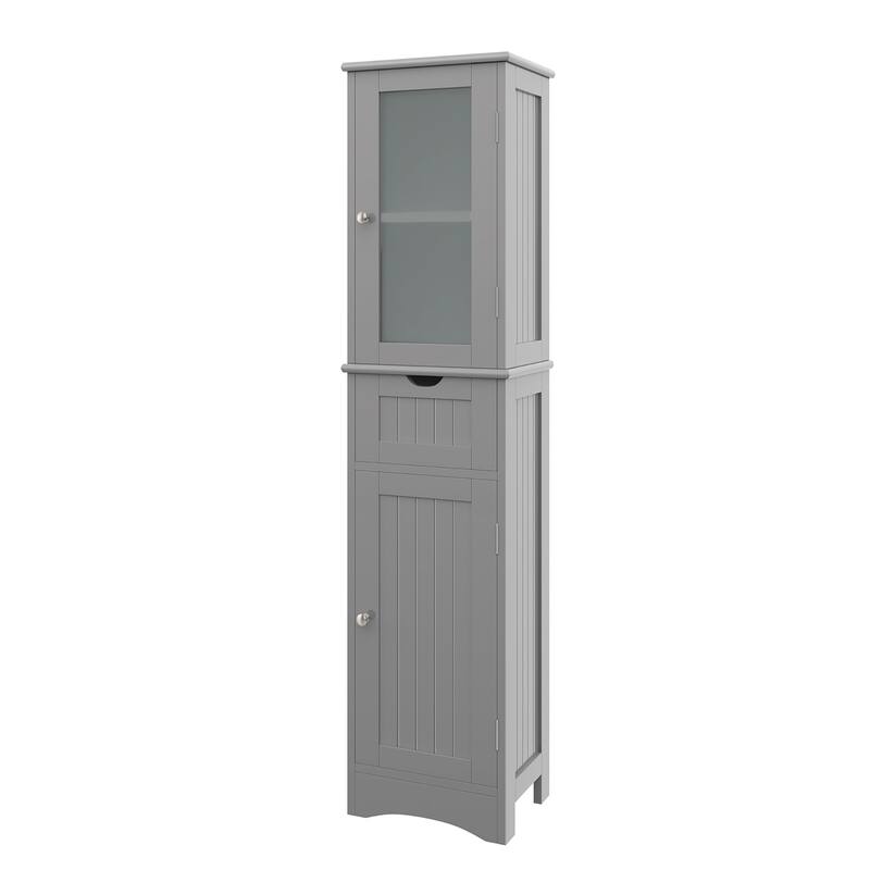 Bathroom Tall Freestanding Linen Tower with Doors & Drawer