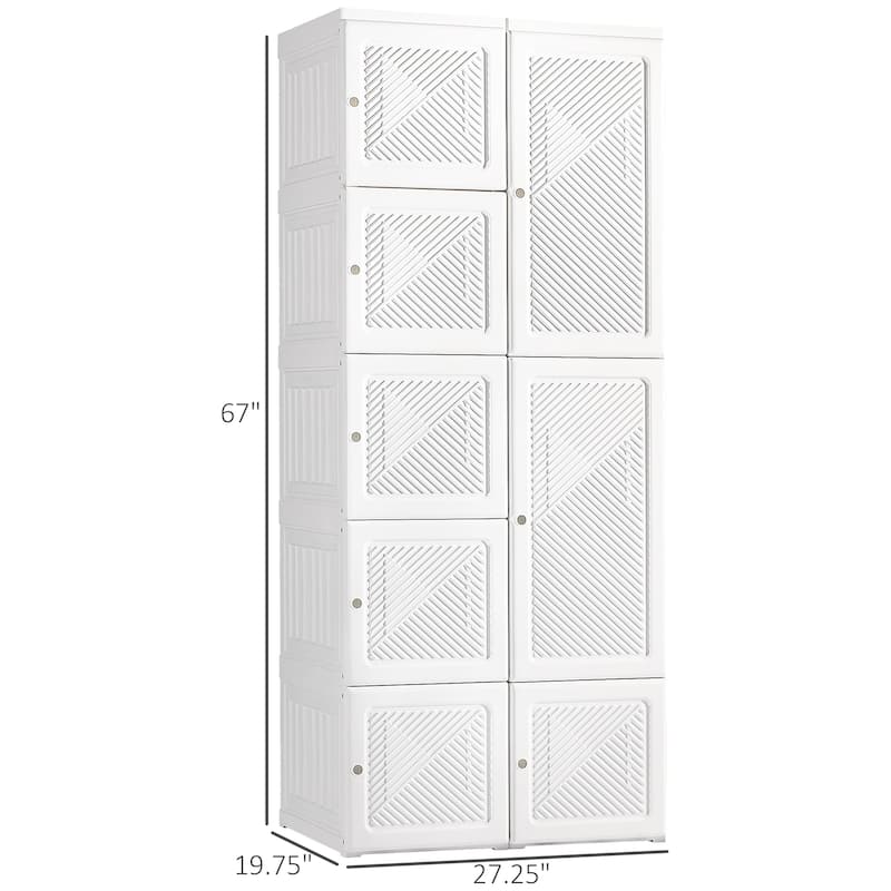 Portable Foldable Bedroom Armoire with 8 Cube Compartments