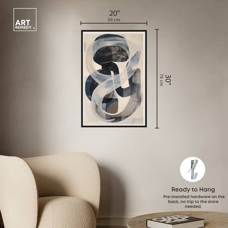 Art Remedy Slither Framed Abstract Shapes 1 Piece Canvas Wall Art