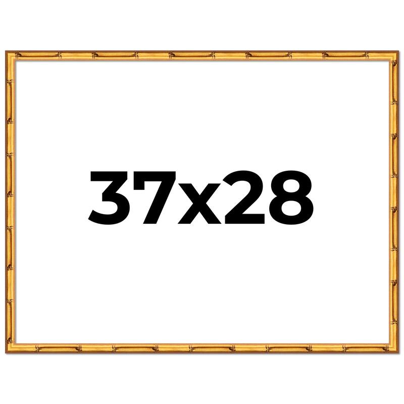 37x28 Frame Gold Bamboo Picture Frame Modern Photo Frame Includes UV Acrylic Shatter Guard Front Acid Free Foam Backing Board