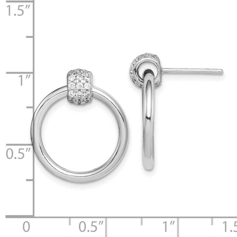 Curata 925 Sterling Silver Rhodium Plated Polished CZ Cubic Zirconia Dangle Earrings