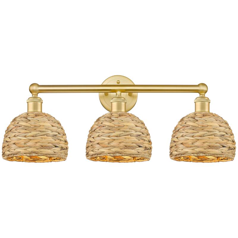 Innovations Lighting Endless Possibilities Edison - Woven Rattan - 3 Light 26" Bath Vanity Light - Satin Gold