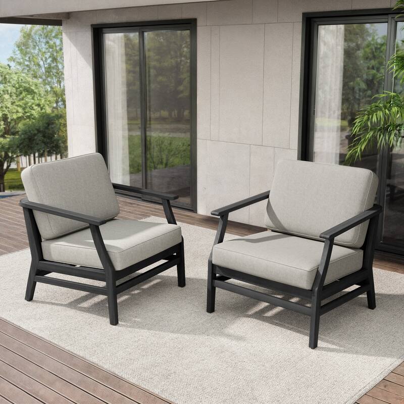 Teak Outdoor Patio Club Chairs Loveseat with Cushions