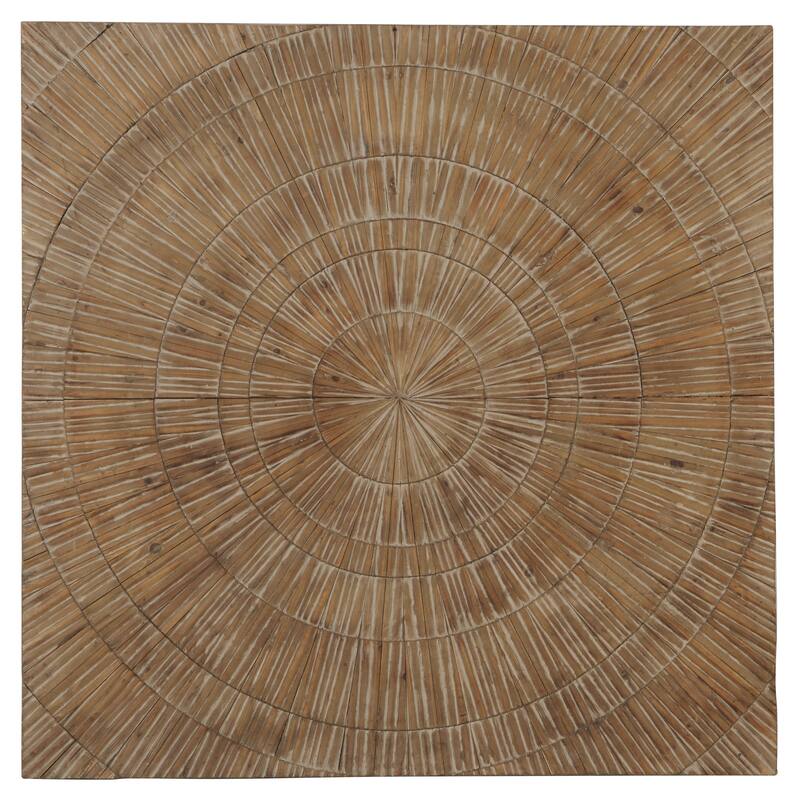Brown Wood Handmade Carved Radial Starburst Home Wall Decor