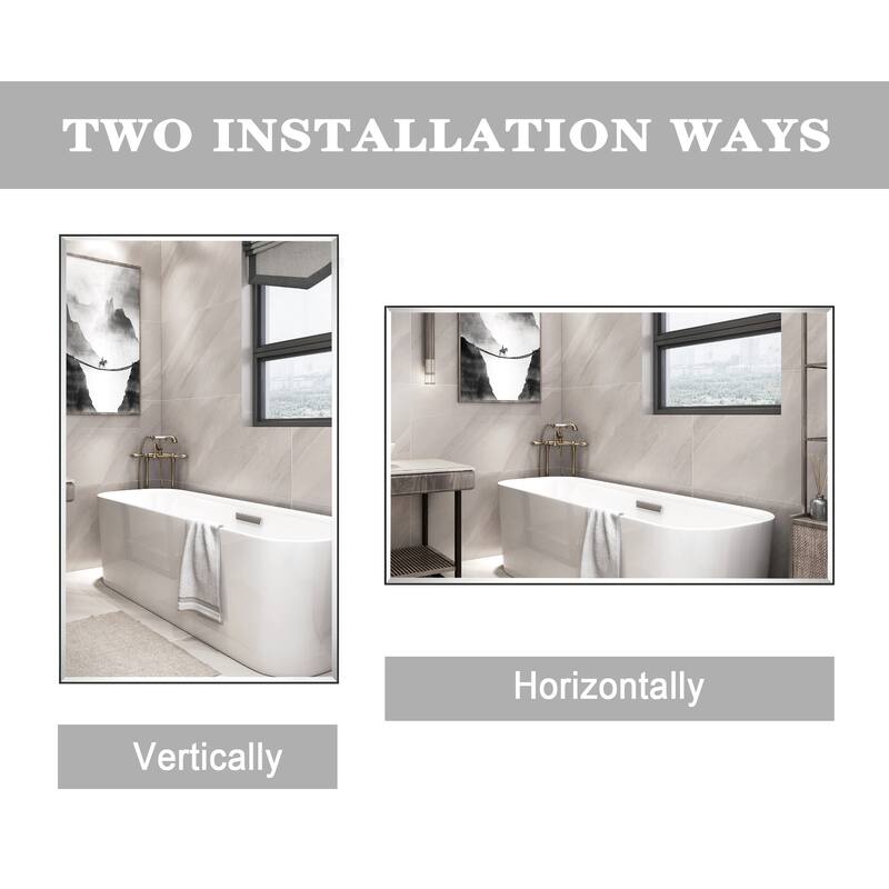 Aluminum Framed Rectangle Beveled Bathroom Wall Mirror