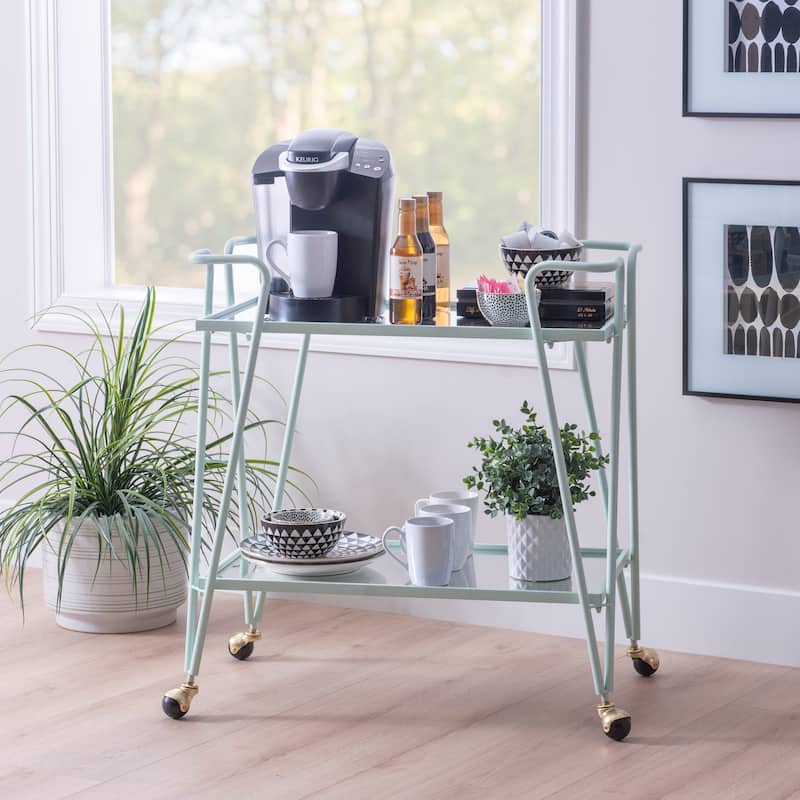 Rosa Mid-Century 2-Teir Rolling Metal Bar Cart