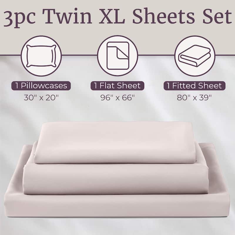 Brushed Microfiber Sheet Set-3 Piece Bed Linens-Fitted & Flat Sheets, Plus Pillowcase by Windsor Home (Twin XL, Beige)