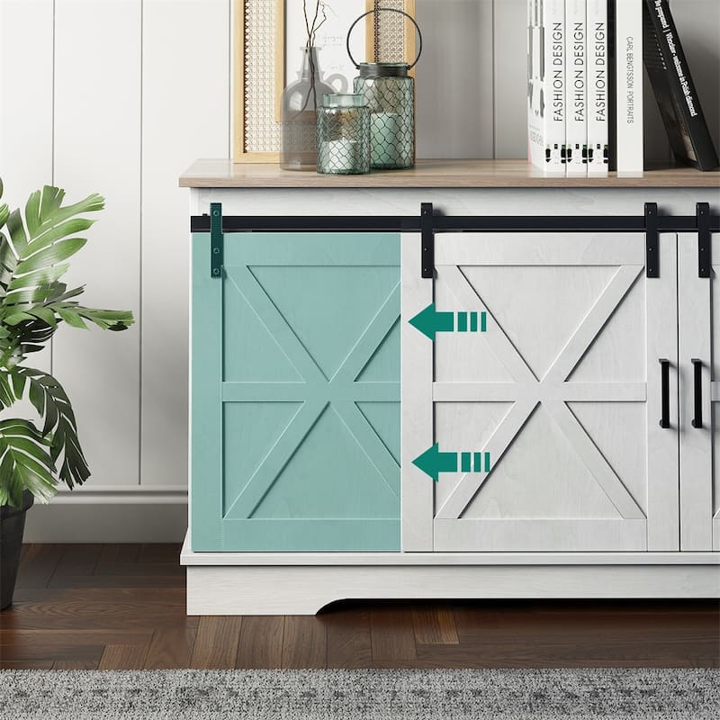 Evelynn TV Stand Sliding Barn Door Farmhouse Wood Entertainment Center for TVs Up to 65" White
