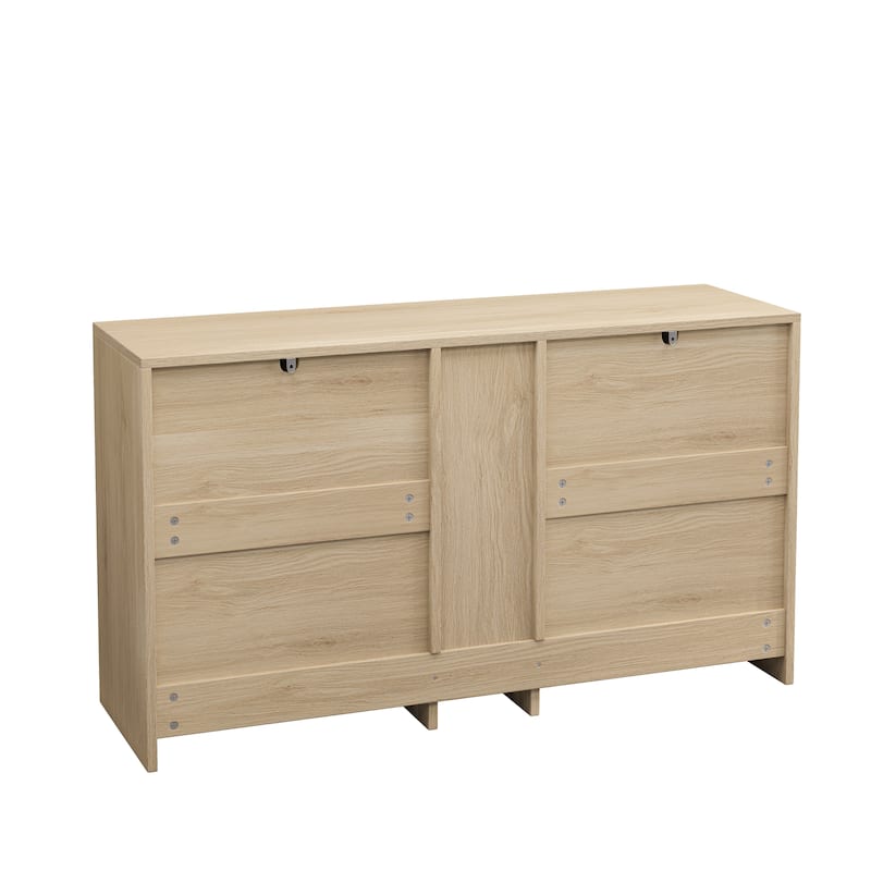 Rattan Storage Cabinet with 9 Drawers, Accent Cabinet with Smooth Sliding Tracks, Kitchen Buffet Sideboard