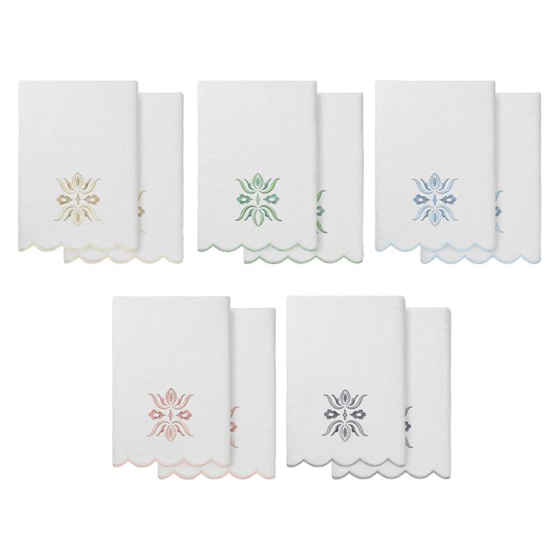 Authentic Hotel and Spa 100% Turkish Cotton FLOWER CREST Scallop Towel Collection