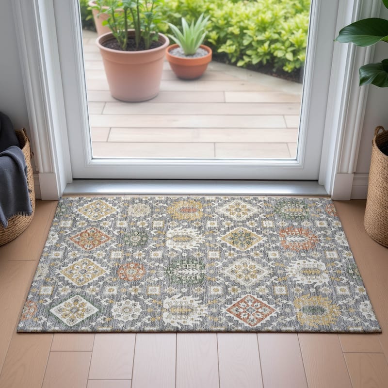 Machine Washable Indoor/Outdoor Boho Global Chantille Rug