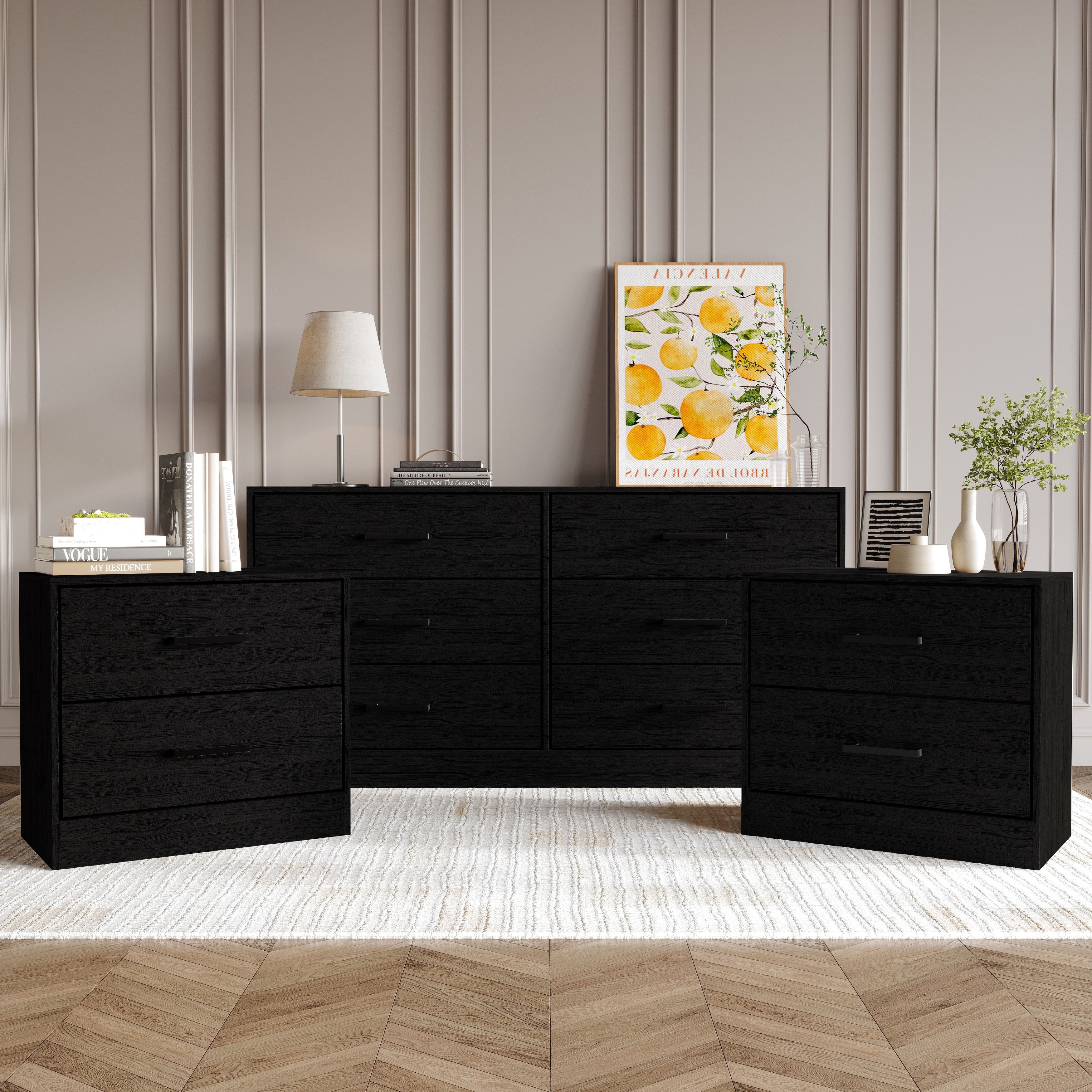 CraftPorch Contemporary Dresser with Two Nightstands