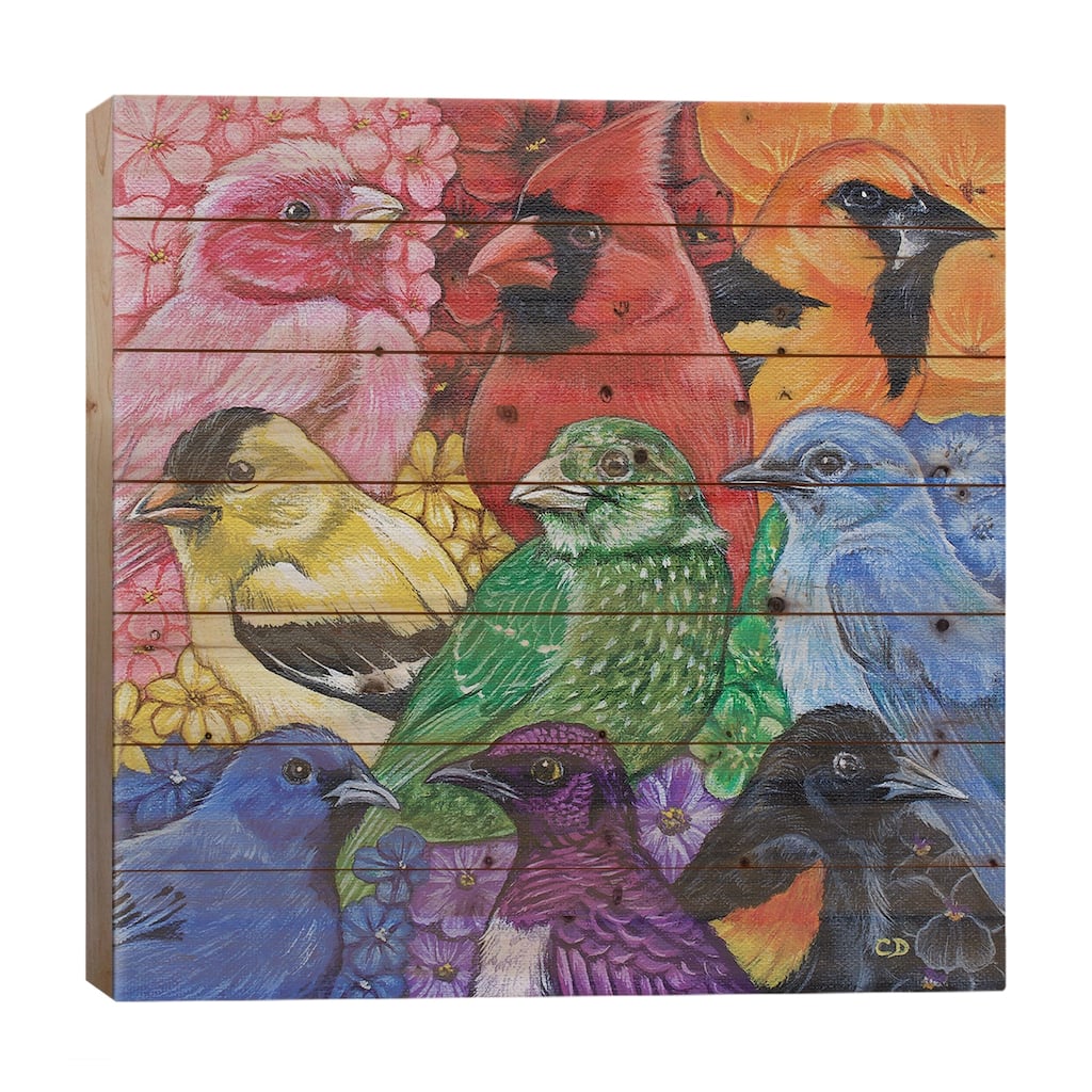 Birds Of Pride Print On Wood by Cyndi Dodes - Multi-Color