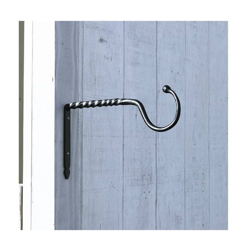 Achla Designs Wrought Iron Twisted Jumbo Bracket, Small, 14 Inch Wide, Black Powder Coat Finish