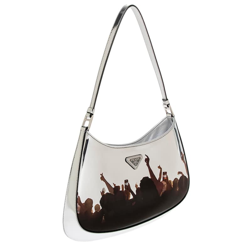 Prada Cleo Printed Brushed Leather Shoulder Bag