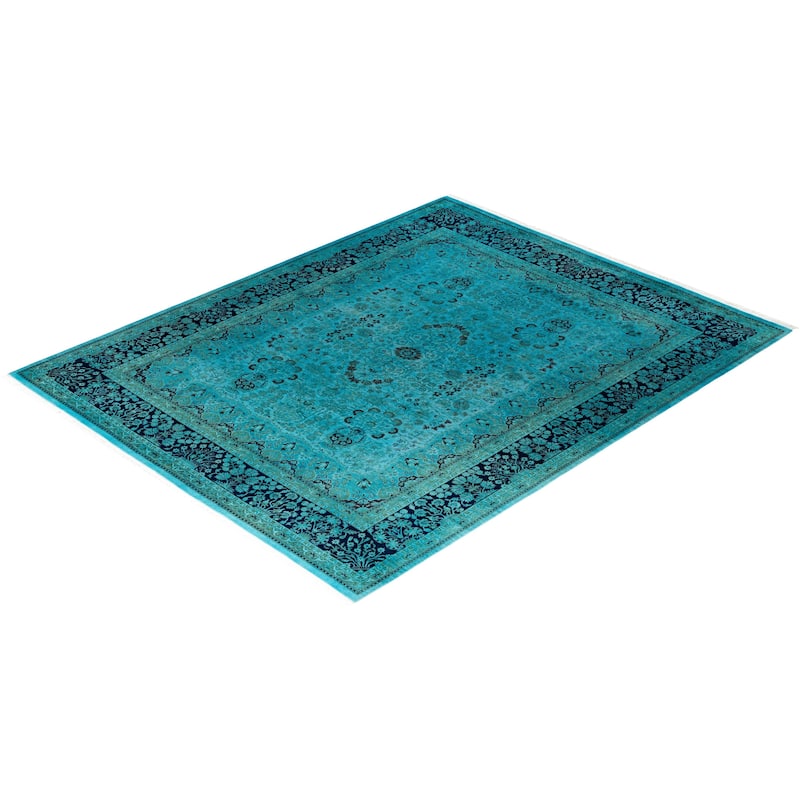 Overdyed, One-of-a-Kind Hand-Knotted Area Rug - Blue - 8' 1" x 10' 2"