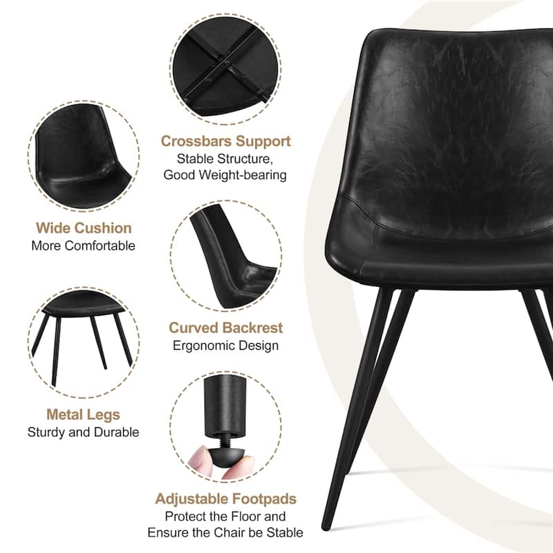 Yaheetech 2PCS Faux Leather Dining Chairs With Metal Legs - N/A