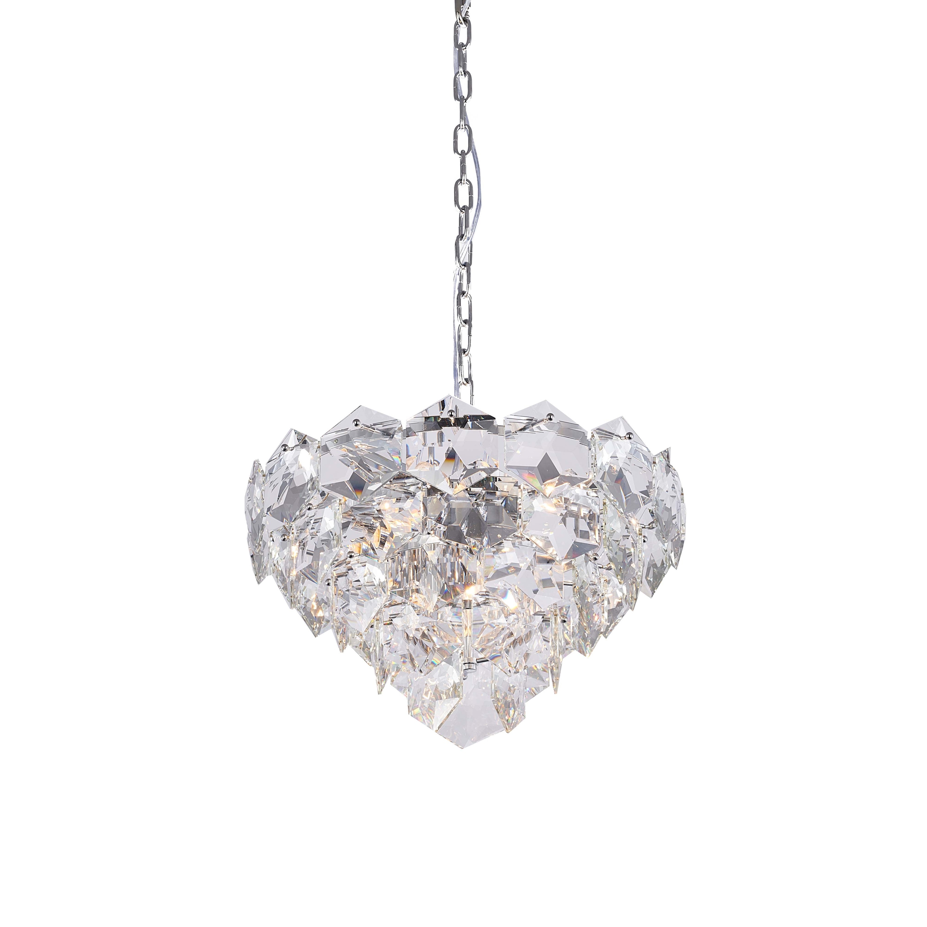 Transitional 9-Light Chrome Chandelier With Clear Crystals