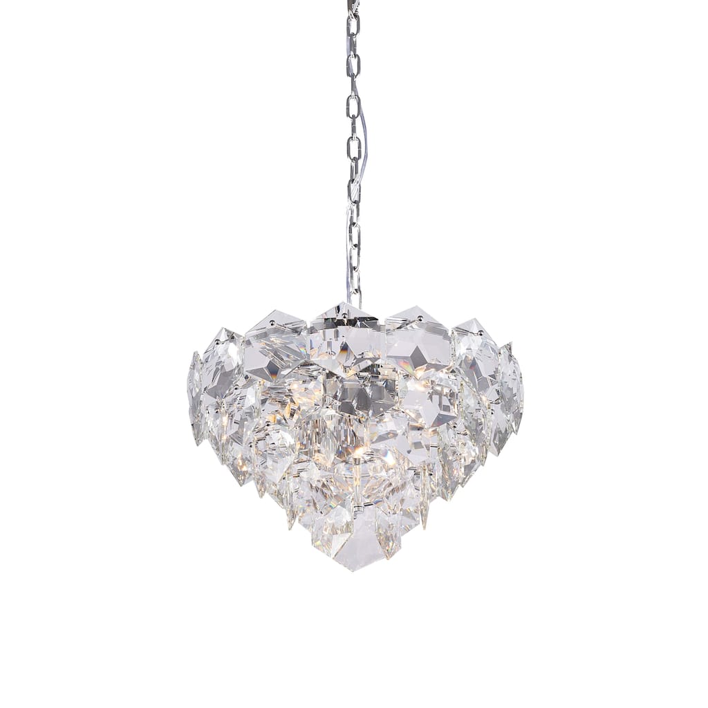 9-Light Chrome Chandelier With Clear Crystals