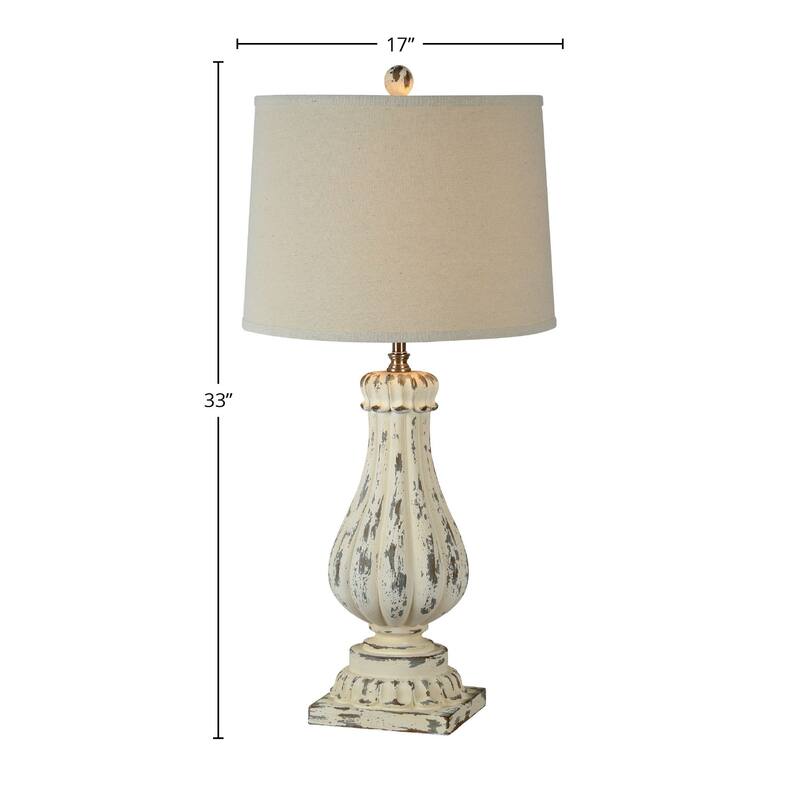Palmer 33" Table Lamps with Linen Shade, Distressed Antique Cream (Set of 2)