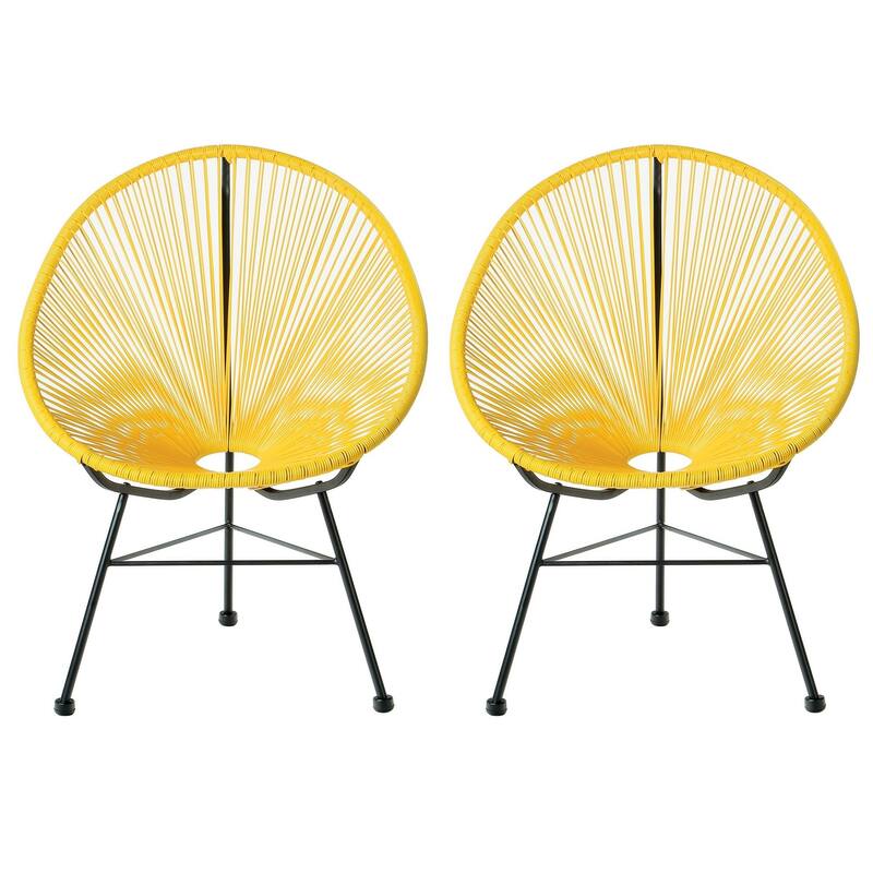 Acapulco Chair. Set of 2 - H34.5x W28.5x D32.75 - Yellow