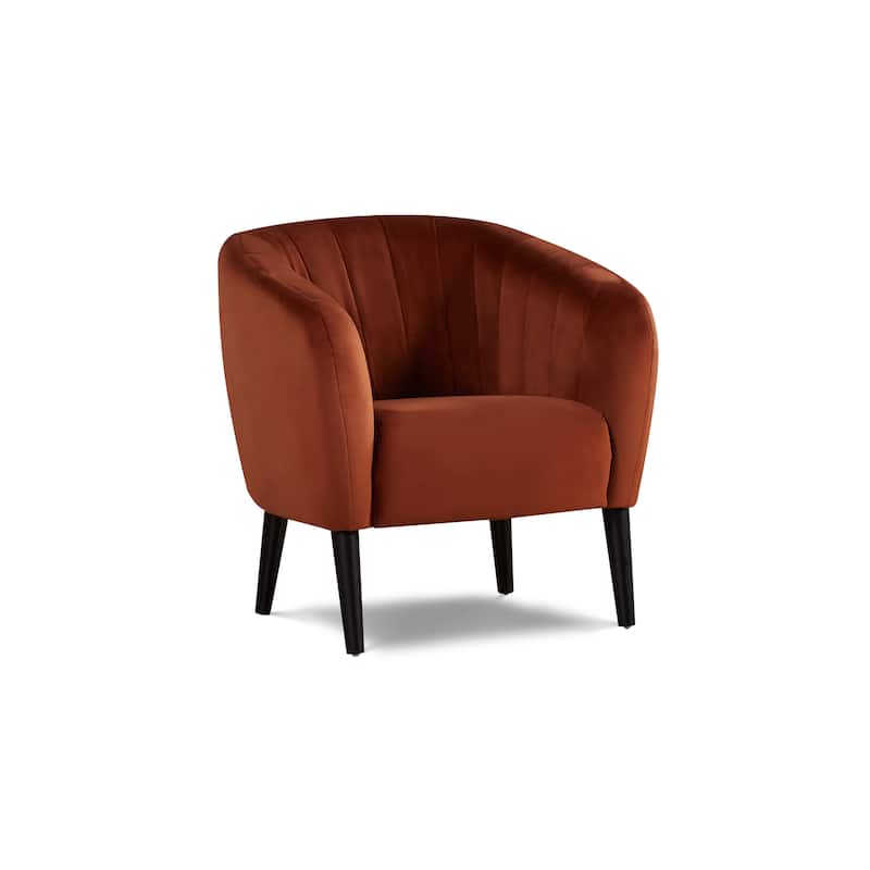 Modern Burnt Orange Tufted Barrel Accent Chair