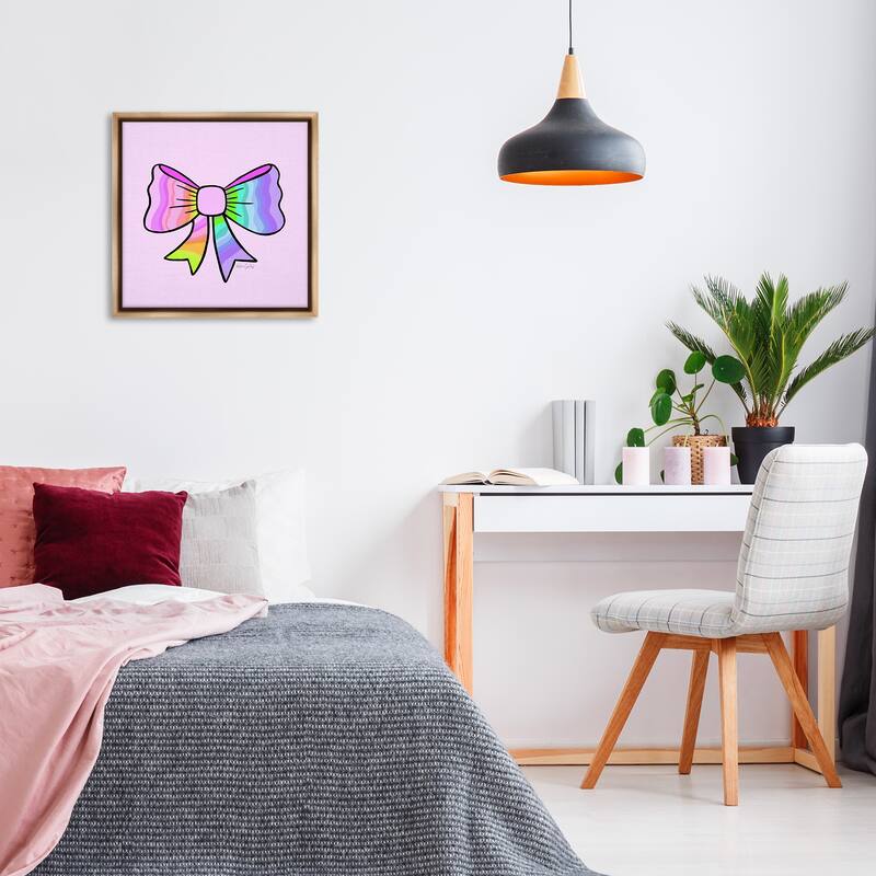 Stupell Pastel Rainbow Ombre Ribbon Framed Floater Canvas Wall Art Design By Katie Conley