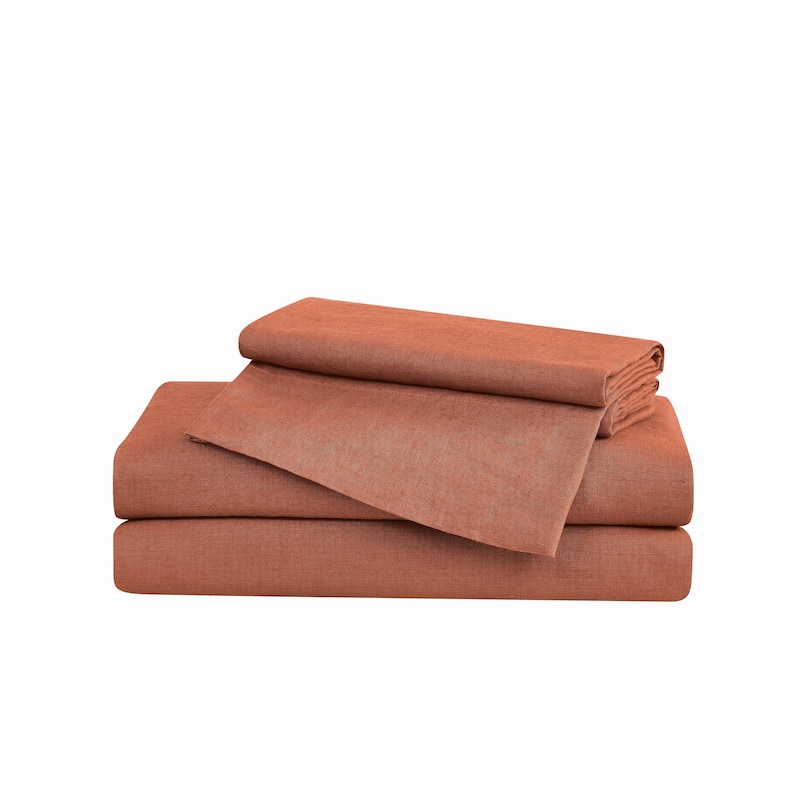 Brooklyn Loom 100% Natural Flax Linen 4-Piece Bed Sheet Set